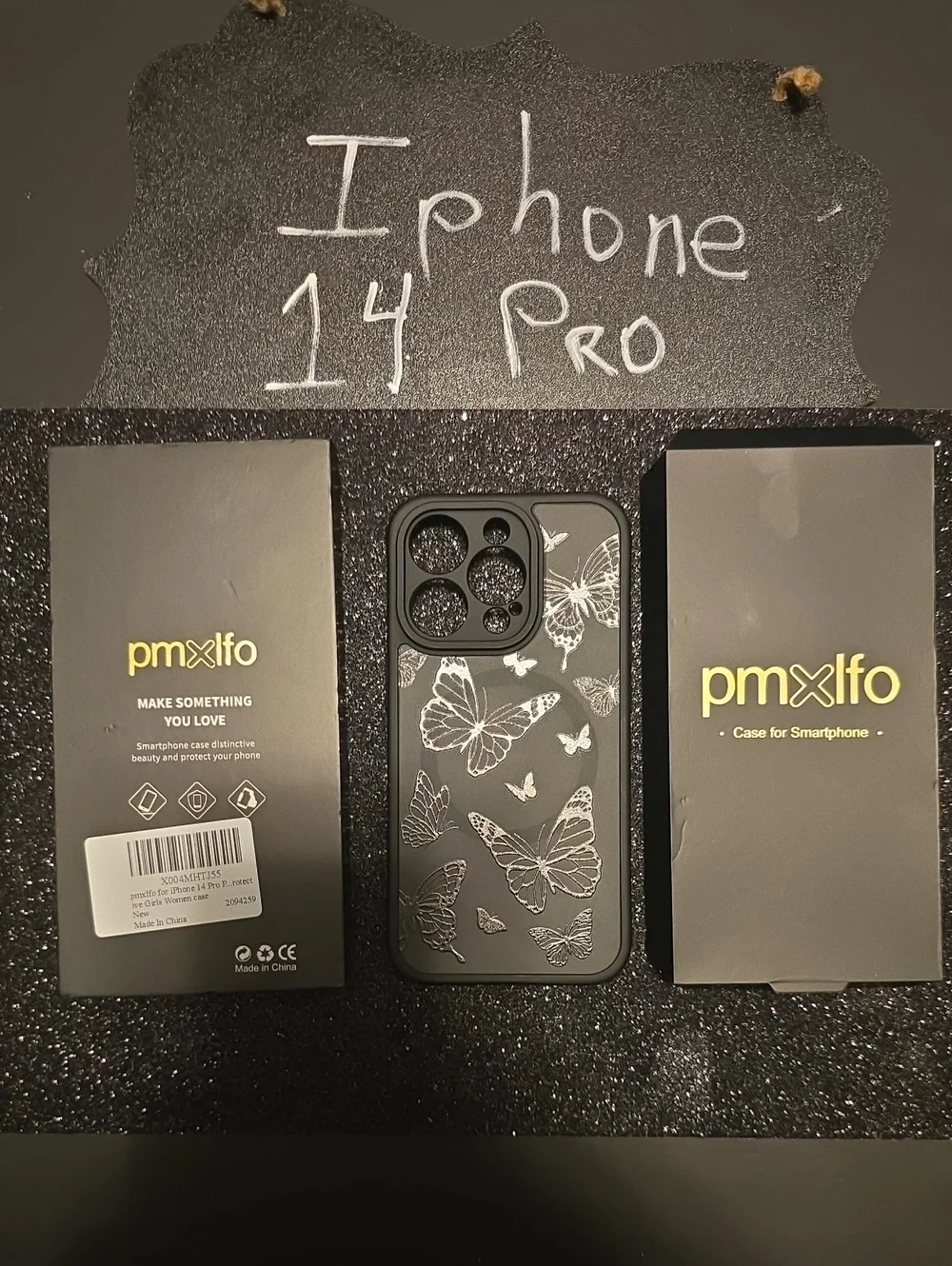 NIB Black Gothic Emo Rocker Butterfly iPhone 14 Pro Case